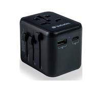 Verbatim Adattatore da viaggio universale UTA-02 plug con porte USB-C PD e USB-A QC, nero