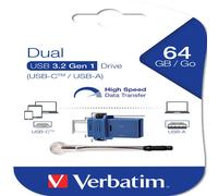 VERBATIM - 49967 - Verbatim - Memoria USB 3.0 Store 'N' Go Dual Drive - USB-A - USB-C - 64 GB - 49967 - VERB49967 - Conf. da 1 Pz. - 49967