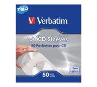 VERBATIM 50 X BUSTE TASCHE PORTA CD DVD BLU-RAY DISCHI IN CARTA BIANCA FINESTRA