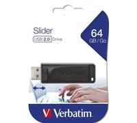 Verbatim 98698 Slider USB Flash Drive 64GB, USB-A 2.0, Black