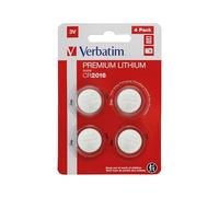 VERBATIM Batterie a bottone al litio Premium CR2016 Confezione da 4 3V 80mAh - Pile a bottone al litio per orologi chiavi della macchina telecomandi fotocamere giochi ecc - Cella a bottone