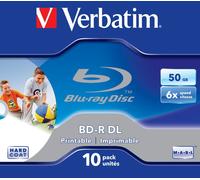 Verbatim BD-R DL 50GB 6x Wide Printable 10pk 10 Pack Jewel Case - P (Video Game)