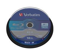Verbatim 10 BD-R SL 25GB 6X BD-R Blu Ray White-Blu in Cake - 43742