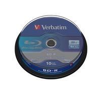Verbatim 10 BD-R SL 25GB 6X BD-R Blu Ray White-Blu in Cake - 43742