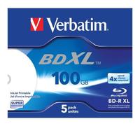 Verbatim BD-R XL 100GB* 4x Ampia area stampabile a getto d'inchiostro, 5 pezzi in Jewel case