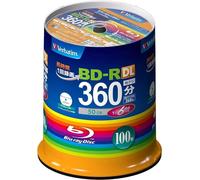 Verbatim Blank Blu-ray BD-R DL 50 GB 1-6x Inkjet Printab100 dischi VBR260RP10...