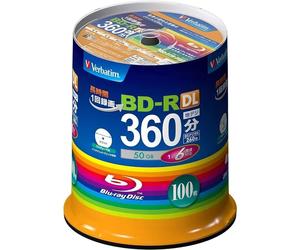 Verbatim Blank Blu-ray BD-R DL 50 GB 1-6x Inkjet Printab100 dischi VBR260RP10...