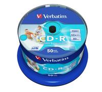 Verbatim CD-R AZO Wide Inkjet Printable no ID 700 MB 52x 50 pz