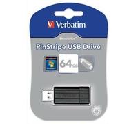 VERBATIM - Chiavetta USB 2.0 Store 'n' Go PinStripe 64 GB Nero 49065+royance