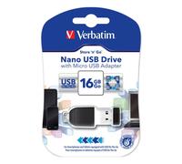 VERBATIM Chiavetta USB Store 'n' Go Nano - 16 Go - USB 2.0 - con Adattatore Micro USB