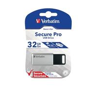 VERBATIM Chiavetta USB Store 'n' Go Secure Pro I USB 3.2 Gen 1 I 32GB I Memoria USB con protezione password I Chiavetta USB-3 cifrata I Memoria esterna per Laptop Notebook ecc. I Argento