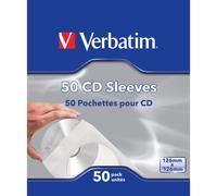 Verbatim 50 X Buste Tasche Porta Cd Dvd Blu-ray Dischi In Carta Bianca Finestra_