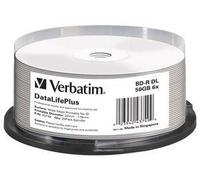 Verbatim DataLifePlus BD-R 50 GB 25 pz (Verbatim BD-R Dual Layer 50GB 6X DL+ Wide Printable 25 Pack) NEW