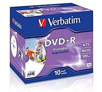 Verbatim DVD+R Wide Inkjet Printable ID Brand 4.7GB 16x Confezione da 10 Jewel Case Branded - 43508