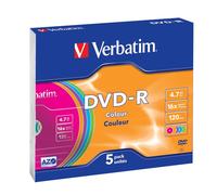 Verbatim 5 DVD-R Colour COLORATI 4,7GB AZO 16X, in slim case - 43557