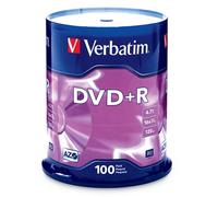 Verbatim DVD+R Blank Discs AZO Dye 4.7GB 16X Recordable Disc - 100 Discs Spindle Silver Frustration Free Packaging