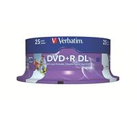 Verbatim DVD+R Double Layer 8x Speed 8,5 GB, stampabili, confezione da 25