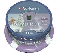Verbatim DVD+R Double Layer 8x Speed 8,5 GB, stampabili, confezione da 25