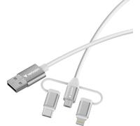 Verbatim Essentials - Cavo 3 in 1 da USB-A a USB-C, Micro & Lightning, 18 W, QC 3.0, cavo dati per iPhone 17 16, Samsung Galaxy S25, Google Pixel 9, iPad, MacBook Air, cavo di ricarica rapida USB C