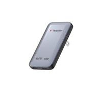 Verbatim Essentials Slim GaN - Caricatore da 65 W, 2 x USB-C, adattatore da viaggio, grigio
