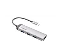 Verbatim Hub USB 3.2 Gen 1 Type-C 5000 Mbit/s 4 porte Nero e Argento