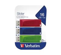 Verbatim Slider - Memoria USB - 3x16 GB, Blu, Rosso, Verde