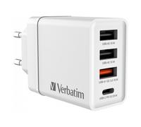 Verbatim USB caricabatt.par. 30W 1xUSB-C PD 3xUSB-A bianco 49701 49701