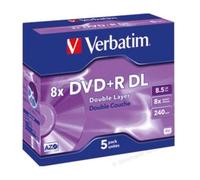 Verbatim 5 DVD+R DL Double Layer 8,5Gb 8X Matt Silver AZO in jewel case - 43541
