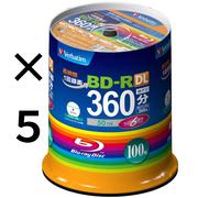 Verbatim VBR260RP100SV1 BD-R 50GB 1-6x Speed 100 Pack × 5 White Printable