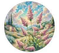 Verbena, Puzzle a cerchio rotondo, per adulti e bambini, 1000 pezzi, motivo geometrico con fiori, sfida difficile, 1000 pezzi (67,5 x 67,5 cm)