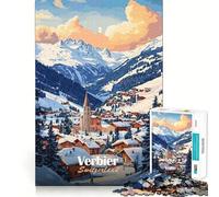 Verbier Svizzera Paesaggio Invernale Puzzle da 1000 pezzi per adolescenti Gioco di abilità mentale Divertente Dimensioni uniformi Pezzi precisi Rilassante Attività di gruppo al chiuso (38x26cm)