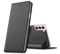 Verco case per Samsung Galaxy S21 FE Cover, Custodia a Libro Pelle PU per Samsung S21 FE 5G Booklet Protettiva [magnetica integrata], Nero