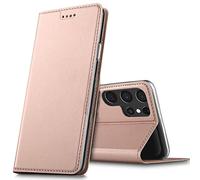 Verco case per Samsung Galaxy S22 Ultra Cover, Custodia a Libro Pelle PU per Samsung S22 Ultra 5G Booklet Protettiva [magnetica integrata], Rosa