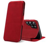 Verco Case per Samsung Galaxy S22 Ultra Custodia, Cover a Libro Pelle PU per Samsung S22 Ultra 5G Custodia Premio Booklet Protettiva, Rosso