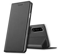 Verco case per Sony Xperia 1 III Cover, Custodia a Libro Pelle PU per Xperia 1 III Booklet Protettiva [magnetica integrata], Nero