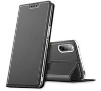 Verco case per Sony Xperia 10 IV Cover, Custodia a Libro Pelle PU per Xperia 10 IV 2022 Booklet Protettiva [magnetica integrata], Nero