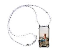 Verco Cover con Cordino compatibile con Huawei Mate 20, Laccio Case Custodia per Il Collo per Huawei Mate 20 Astuccio silicone con Cinturino - Bianco/Argento