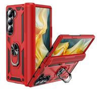 Verco Custodia ibrida Armor Shield per Samsung Galaxy Z Fold 6, estremamente robusta con anello magnetico per le dita, per Galaxy Z Fold 6 5G, rosso
