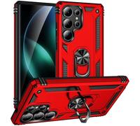 Verco Hybrid Armor Shield Case per Samsung Galaxy S25 Ultra Custodia, estremamente resistente, con anello magnetico per le dita, per Samsung S25 Ultra, rosso