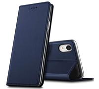 Verco iPhone XR Cover, Custodia a Libro Pelle PU per Apple iPhone XR Case Booklet Protettiva [magnetica integrata], Azzurro