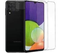 Verco Pellicola protettiva in vetro temperato per Samsung Galaxy A22 4G, Samsung M22, set risparmio 4 in 1, 2 pellicole protettive per display, 2 pellicole protettive per fotocamera, pellicola