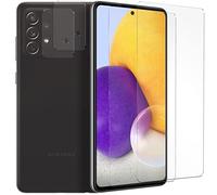 Verco Pellicola protettiva in vetro temperato per Samsung Galaxy A72, set risparmio 4 in 1, 2 pellicole protettive per display, 2 pellicole protettive per fotocamera, per Samsung A72