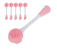 Verdant Touch Set di 5 applicatori per maschera di fango facciale in silicone, spazzola per la pulizia del viso a doppia testa, rosa bianco, spugne esfolianti, degradabili, forniture per la pulizia