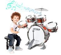 Verdantree Kit Batteria per Bambini, 5 Tamburi con Sgabello, Strumento Musicale per Educazione Precoce, Regalo di Natale, Giocattoli per 3-5 Anni