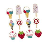 VERDANVERSE 12 Pezzi Spille Kawaii Estive a Forma di Gelato, Fragola e Lecca-lecca, Spille Decorative Leggere in Metallo per Abbigliamento, Zaini e Feste Compleanno, Accessori Colorati per
