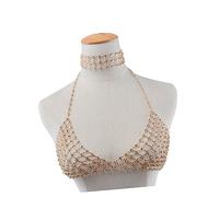 VERDANVERSE 1pezzi Catena Paillettes Per Reggiseno Bikini e Gioielli Per Corpo Accessorio Da Spiaggia e Festa Per Donna Dorato Realizzato in Materiale Pratico e Resistente