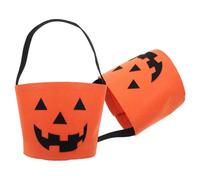 VERDANVERSE 2 Pezzi Borsa di Halloween a Forma di Zucca Riutilizzabile in Feltro Manico Comodo e Stampa Jack o Lantern, Adatta per Uso Interno ed Esterno