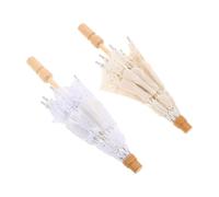 VERDANVERSE 2 Pezzi ombrello fotografico in pizzo mini ombrello per il matrimonio della sposa parasole vintage bianco per la sposa delle decorativo in pizzo