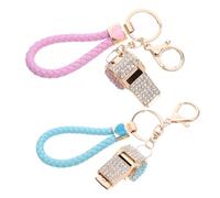 VERDANVERSE 2 Pezzi Portachiavi Fischietto in Metallo con Portachiavi Portatile con Suono e Accessorio Rhinestone per Borse e Chiavi Auto Adatto per Allenatori e Sicurezza Outdoor