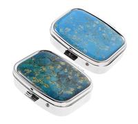 VERDANVERSE 2 Pezzi Portapillole Compatto in Metallo con Scomparti Custodia Portatile Elegante per Donna Organizer per Medicine Viaggio per Borsa e Tasca